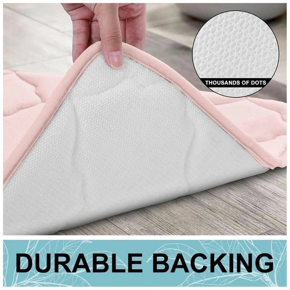 Memory Foam Bath Mat Rug 47x17 Pink.